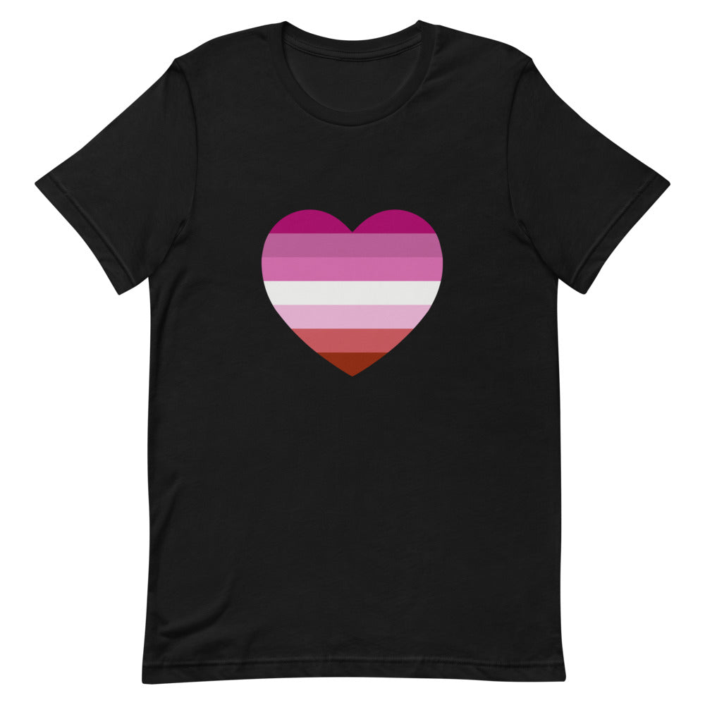 Pink Lesbian Flag Heart T-Shirt T-shirts The Rainbow Stores