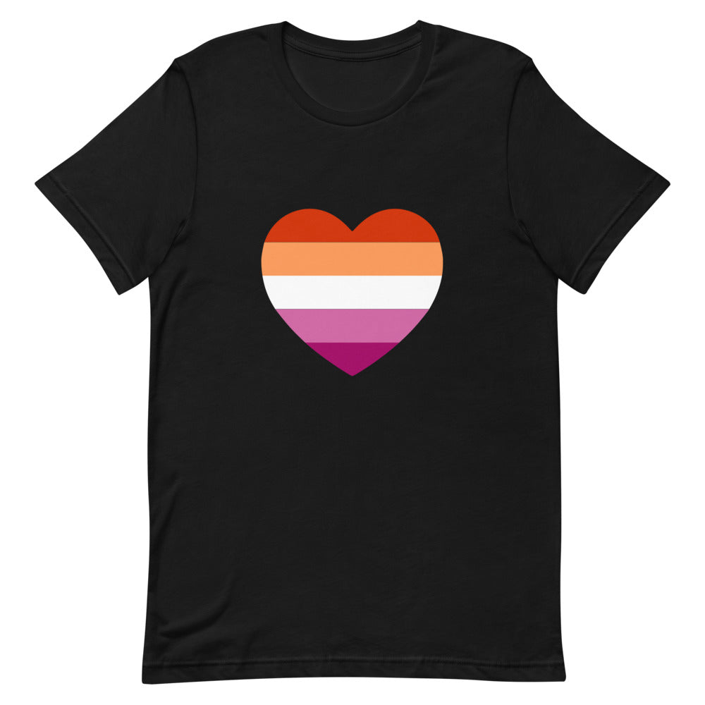 Lesbian 5 Stripe Flag Heart T-Shirt T-shirts The Rainbow Stores