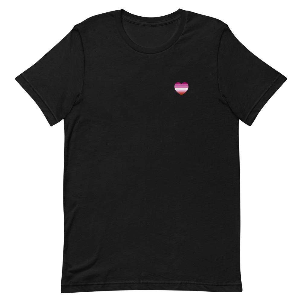 Pink Lesbian Flag Small Heart T-Shirt T-shirts The Rainbow Stores
