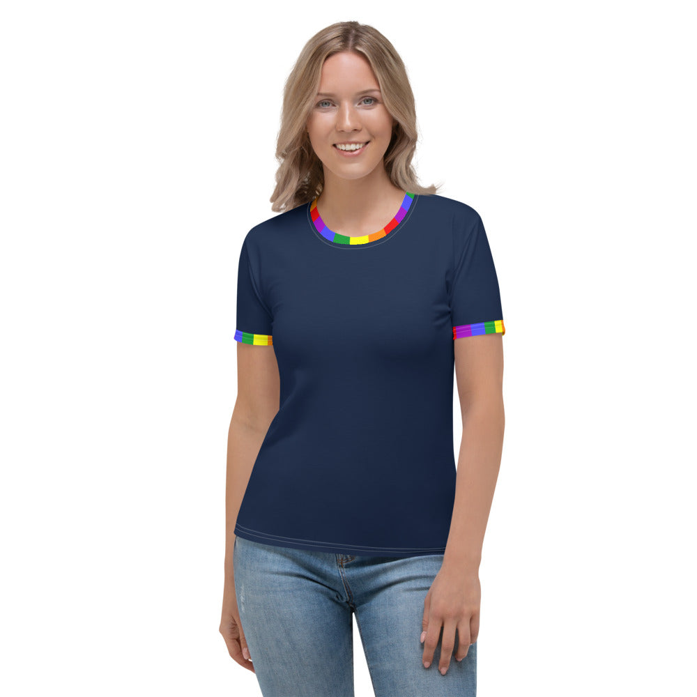 Classic Rainbow Pride Flag Trim Fitted T-shirt by The Rainbow Stores