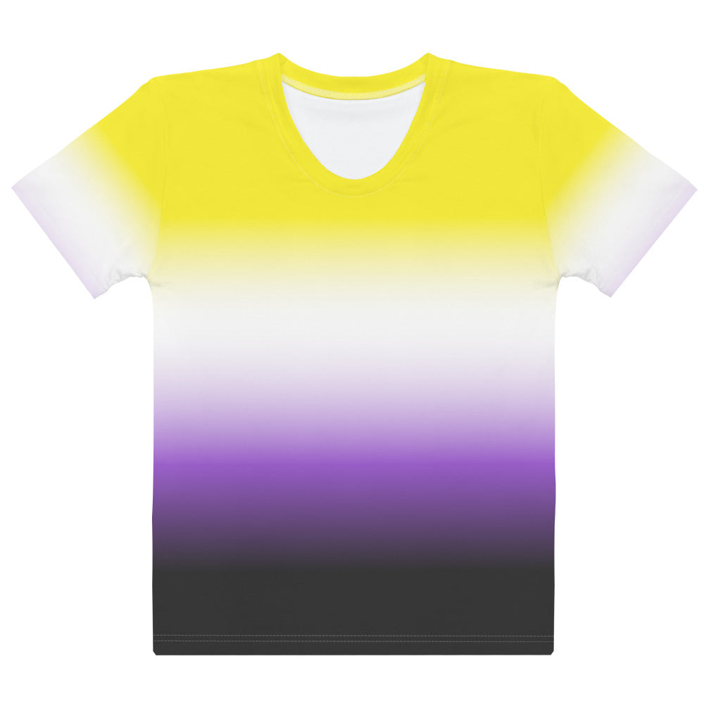 Non-Binary Ombre Pride Flag Fitted T-shirt AOP T-shirts The Rainbow Stores