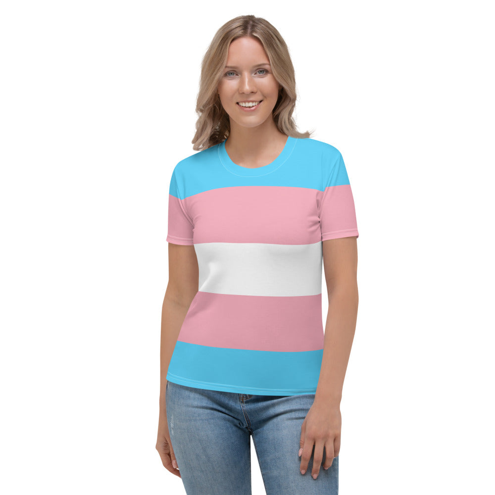 Trans Pride Flag Fitted T-shirt AOP T-shirts The Rainbow Stores