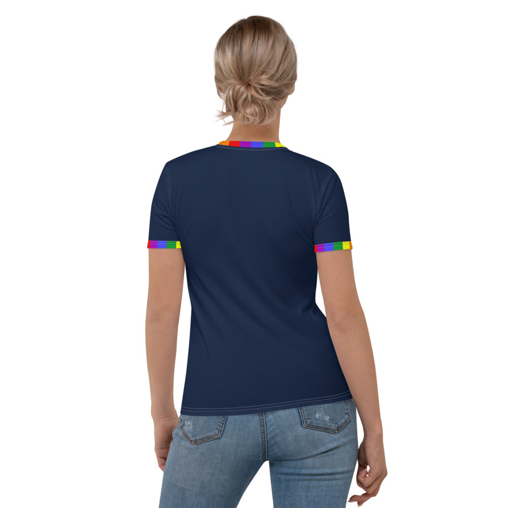 Classic Rainbow Pride Flag Trim Fitted T-shirt AOP T-shirts The Rainbow Stores