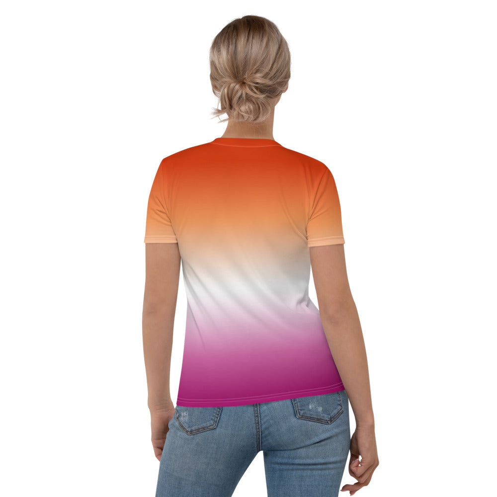 Lesbian Ombre Pride Flag Fitted T-shirt AOP T-shirts The Rainbow Stores