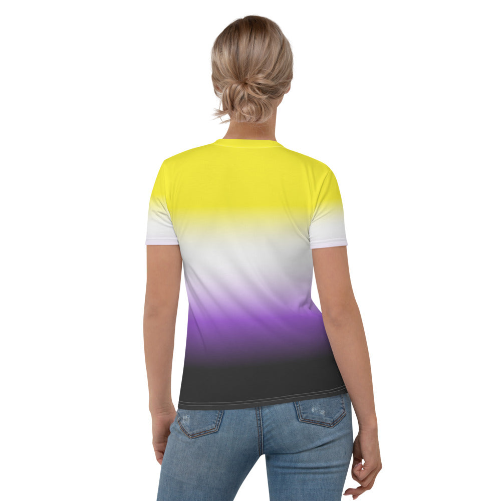 Non-Binary Ombre Pride Flag Fitted T-shirt AOP T-shirts The Rainbow Stores