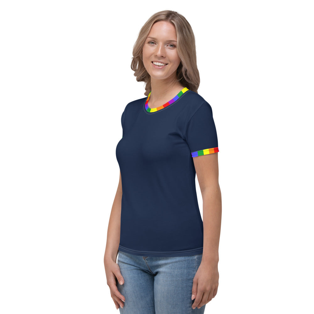 Classic Rainbow Pride Flag Trim Fitted T-shirt AOP T-shirts The Rainbow Stores