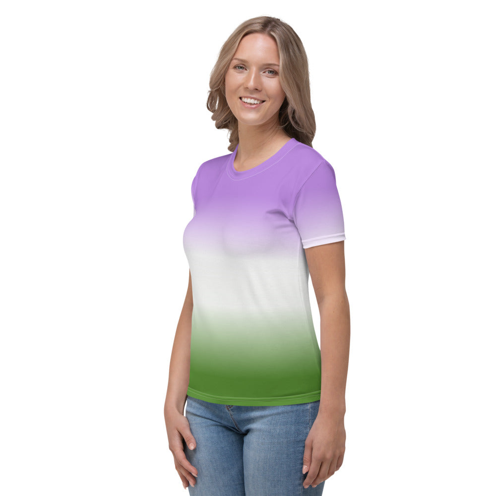 Genderqueer Ombre Pride Flag Fitted T-shirt AOP T-shirts The Rainbow Stores