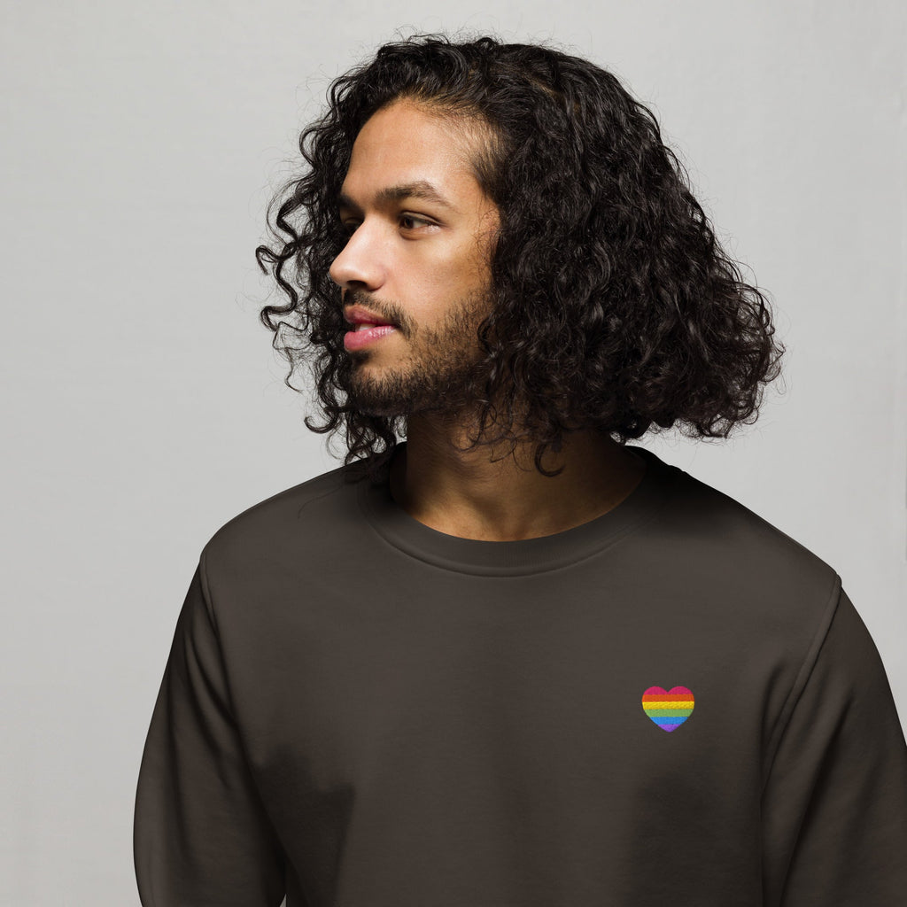 Rainbow Heart Embroidered Organic Sweatshirt Sweatshirts SOL's The Rainbow Stores