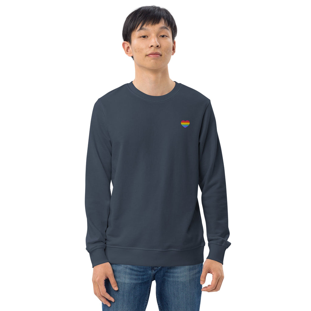 Rainbow Heart Embroidered Organic Sweatshirt Sweatshirts SOL's The Rainbow Stores