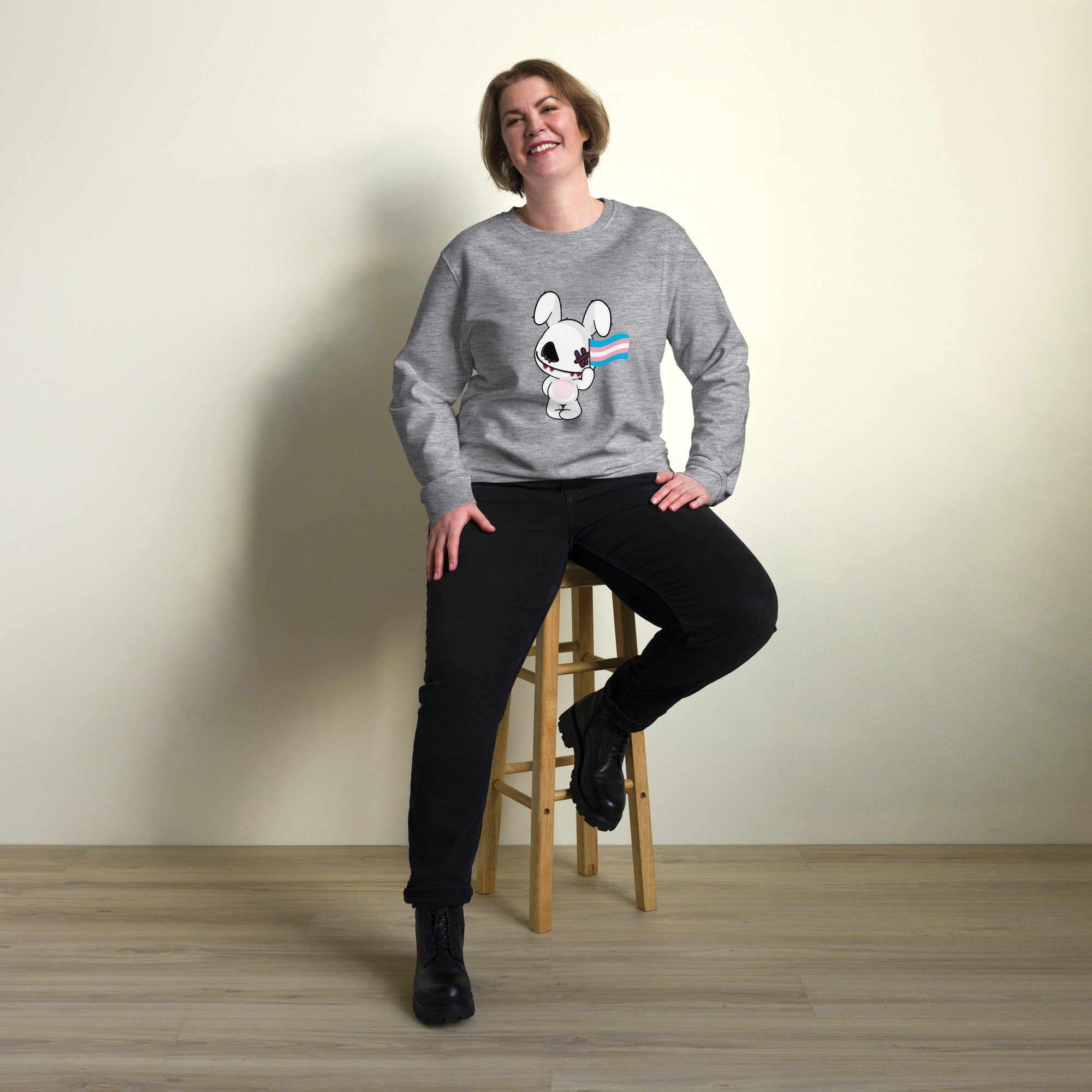 Deadly Bunny Trans Sweatshirt Sweatshirts SOL's The Rainbow Stores
