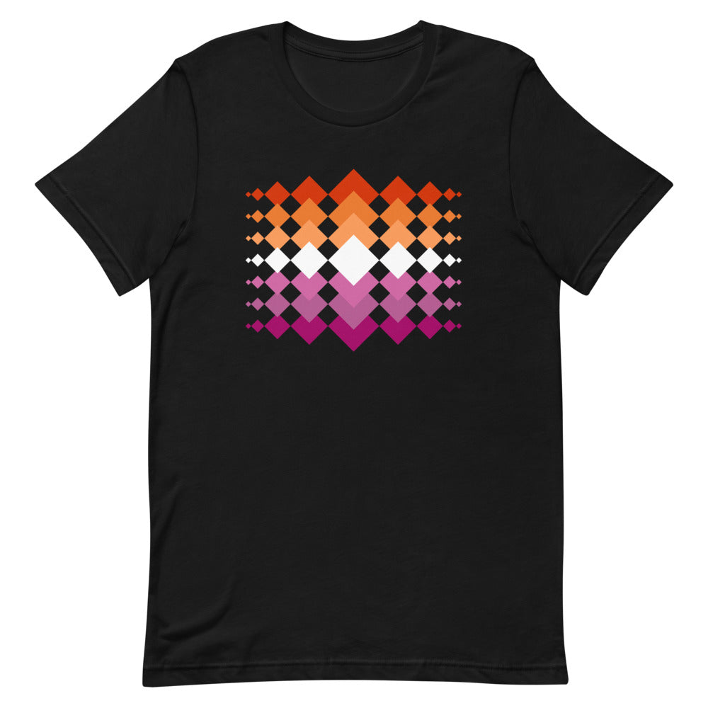 Lesbian Flag Interlocking Diamonds T-Shirt T-shirts The Rainbow Stores