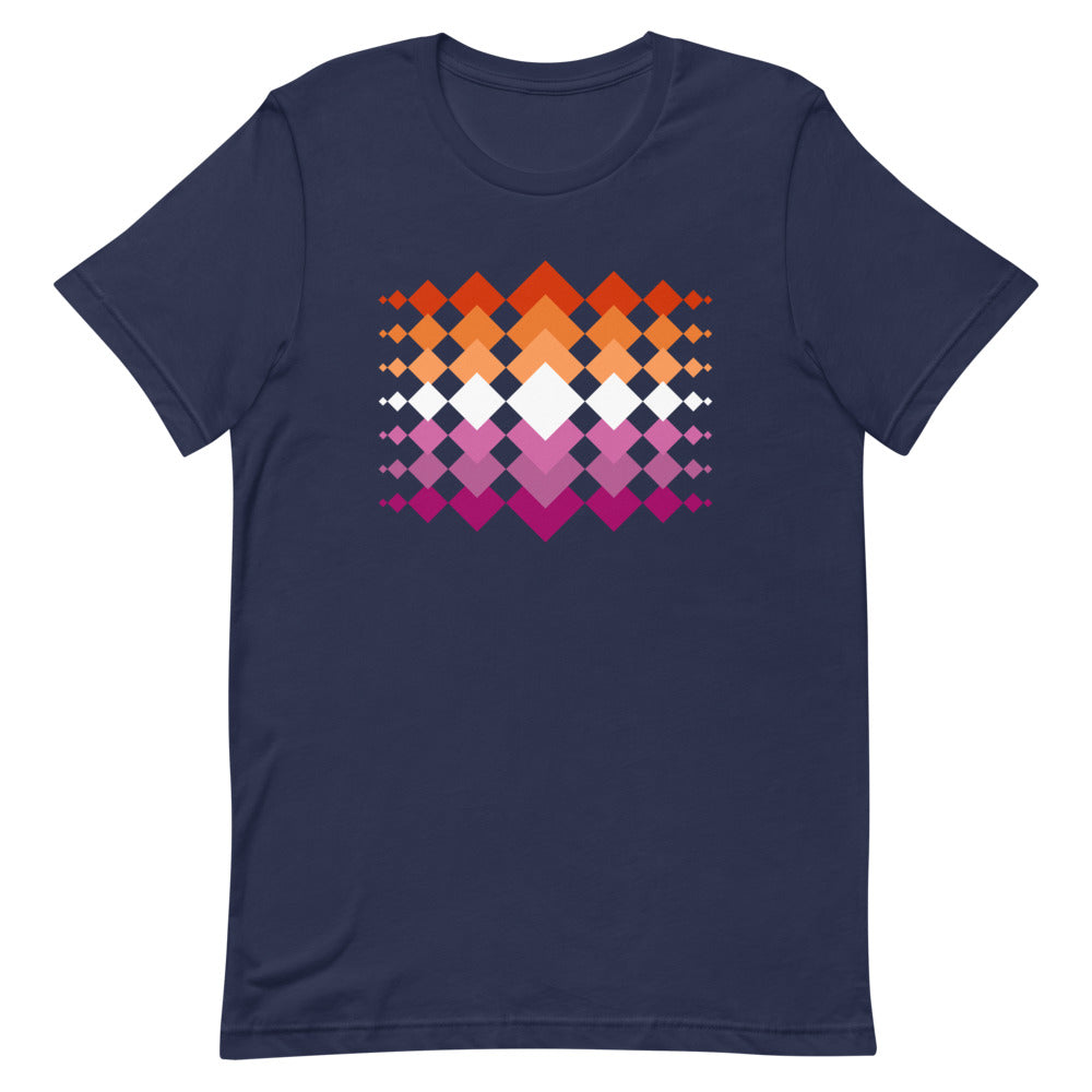 Lesbian Flag Interlocking Diamonds T-Shirt T-shirts The Rainbow Stores