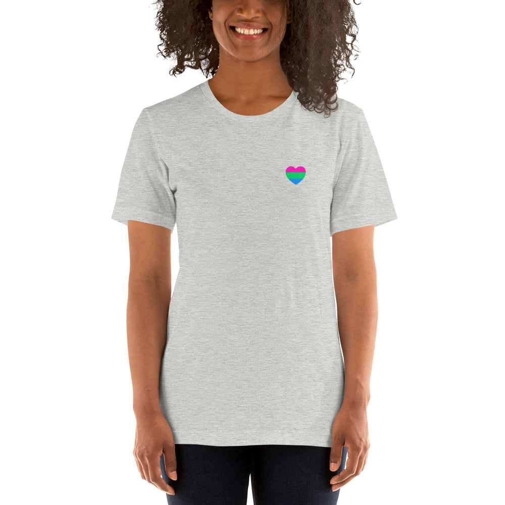 Polysexual Pride Flag Small Heart T-Shirt T-shirts The Rainbow Stores