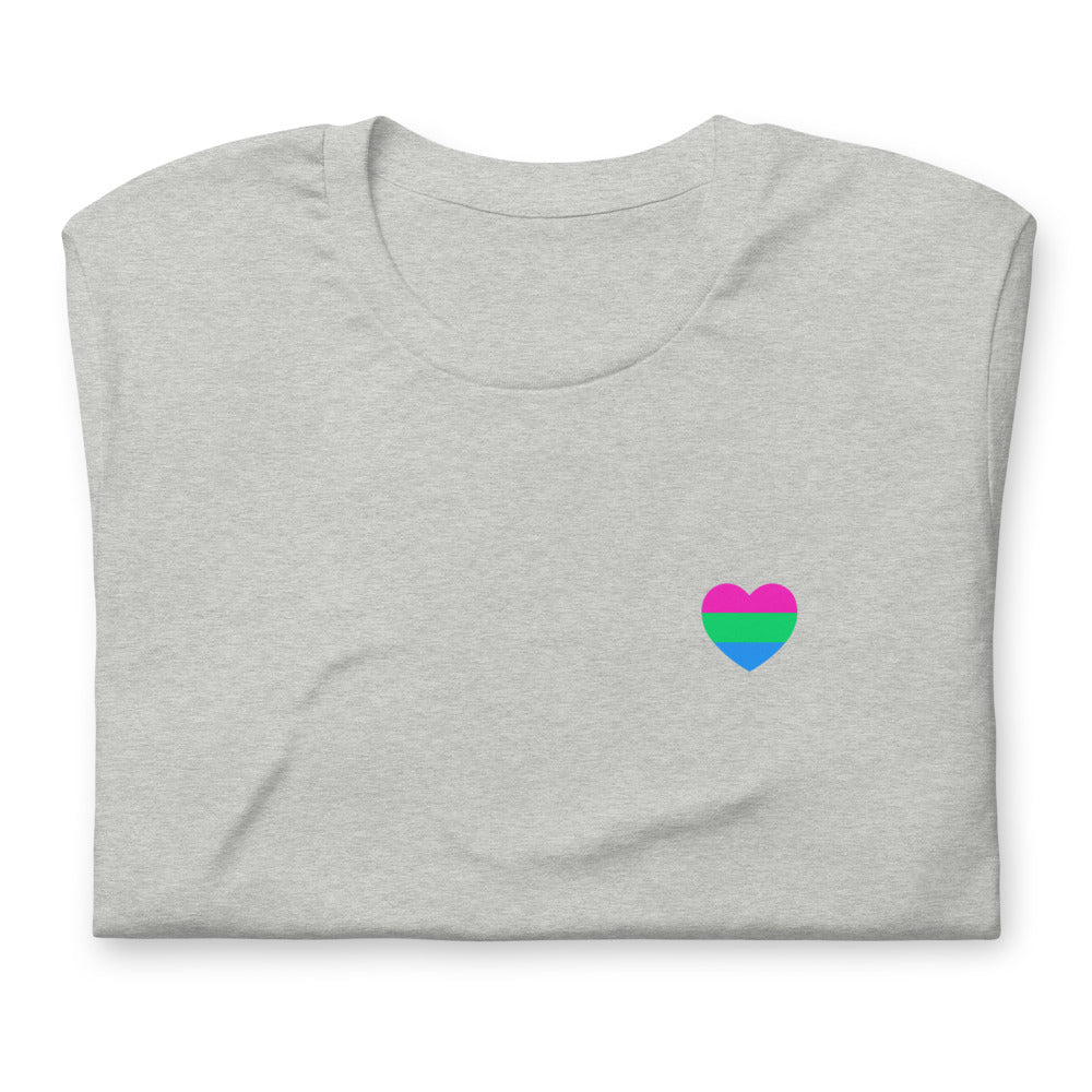 Polysexual Pride Flag Small Heart T-Shirt T-shirts The Rainbow Stores