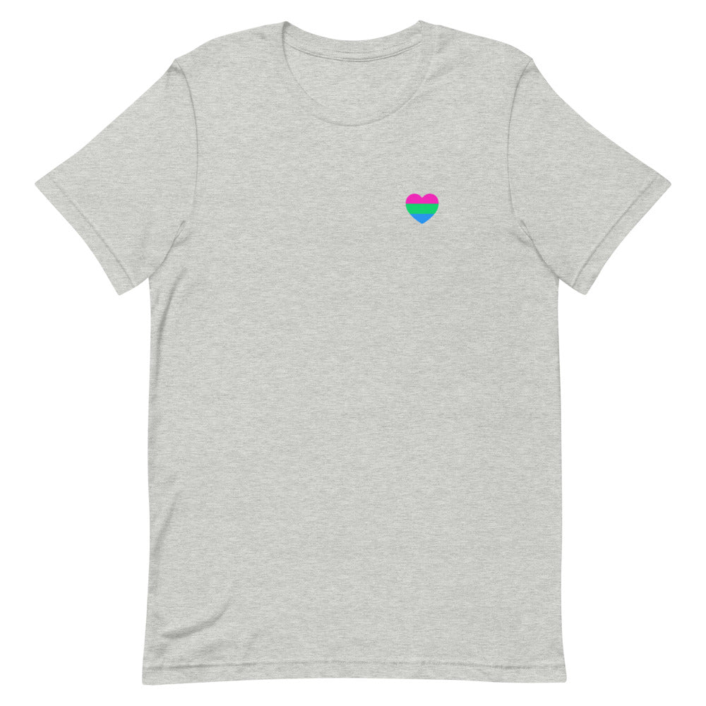 Polysexual Pride Flag Small Heart T-Shirt T-shirts The Rainbow Stores