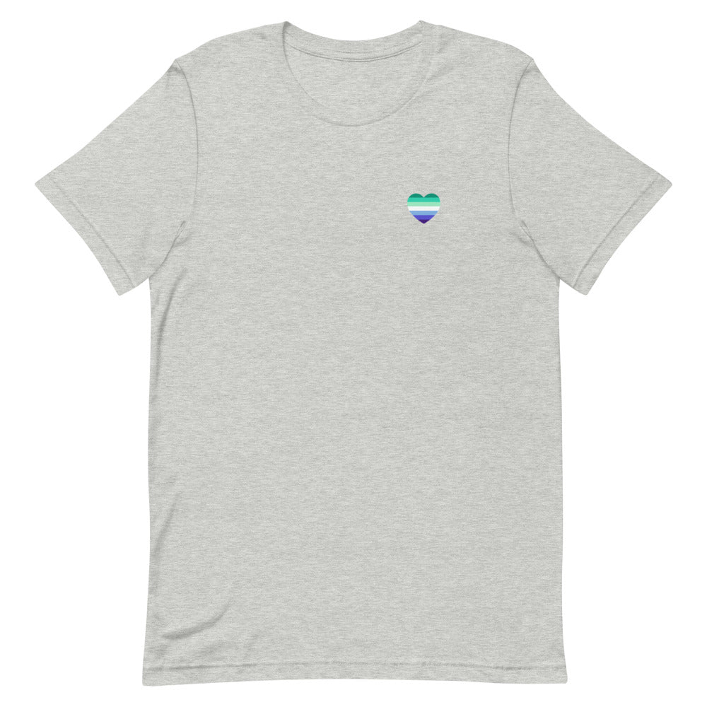 Gay Men's 7 Stripe Pride Flag Small Heart T-Shirt