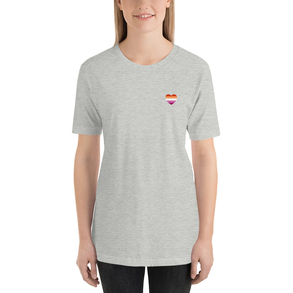Lesbian 5 Stripe Flag Small Heart T-Shirt T-shirts The Rainbow Stores