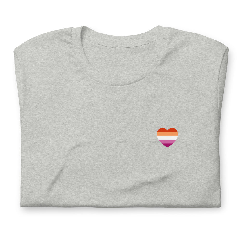 Lesbian 5 Stripe Flag Small Heart T-Shirt T-shirts The Rainbow Stores