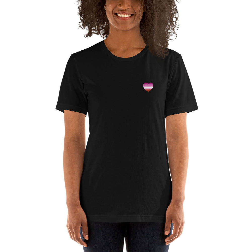 Pink Lesbian Flag Small Heart T-Shirt T-shirts The Rainbow Stores