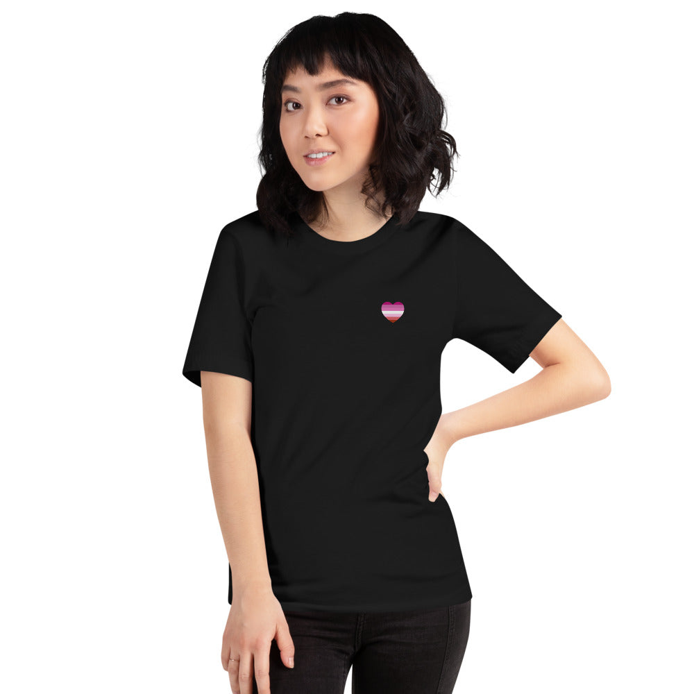 Pink Lesbian Flag Small Heart T-Shirt T-shirts The Rainbow Stores