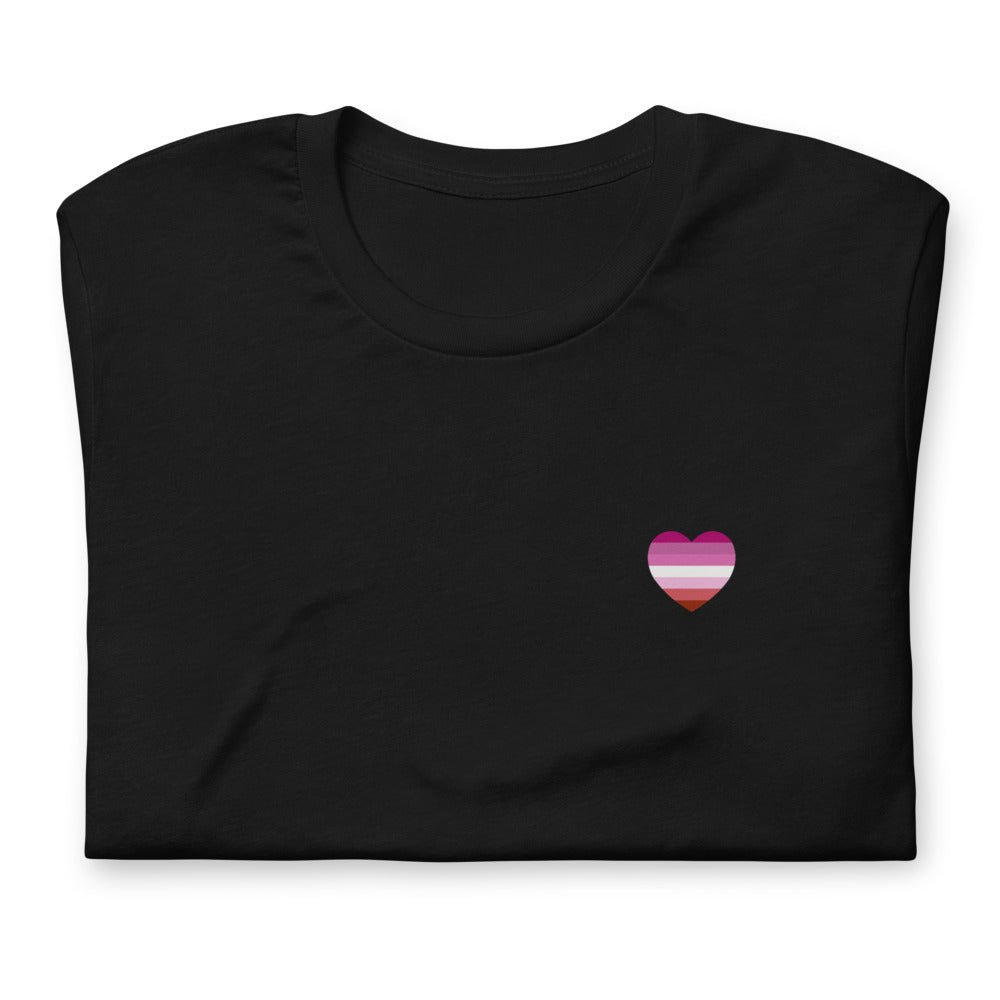 Pink Lesbian Flag Small Heart T-Shirt T-shirts The Rainbow Stores