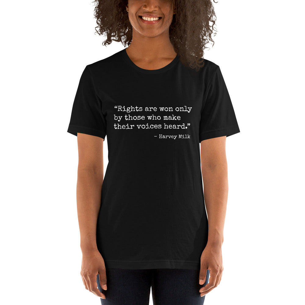 Rights Are Won Only By Those Who Make Their Voices Heard Harvey Milk T-shirt T-shirts The Rainbow Stores