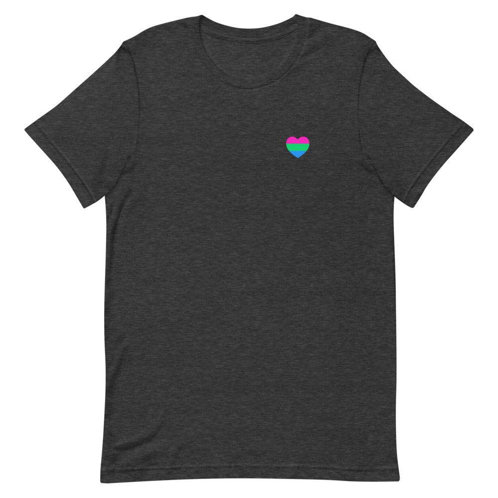 Polysexual Pride Flag Small Heart T-Shirt T-shirts The Rainbow Stores