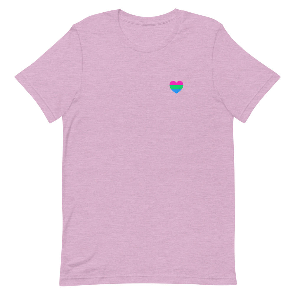 Polysexual Pride Flag Small Heart T-Shirt T-shirts The Rainbow Stores