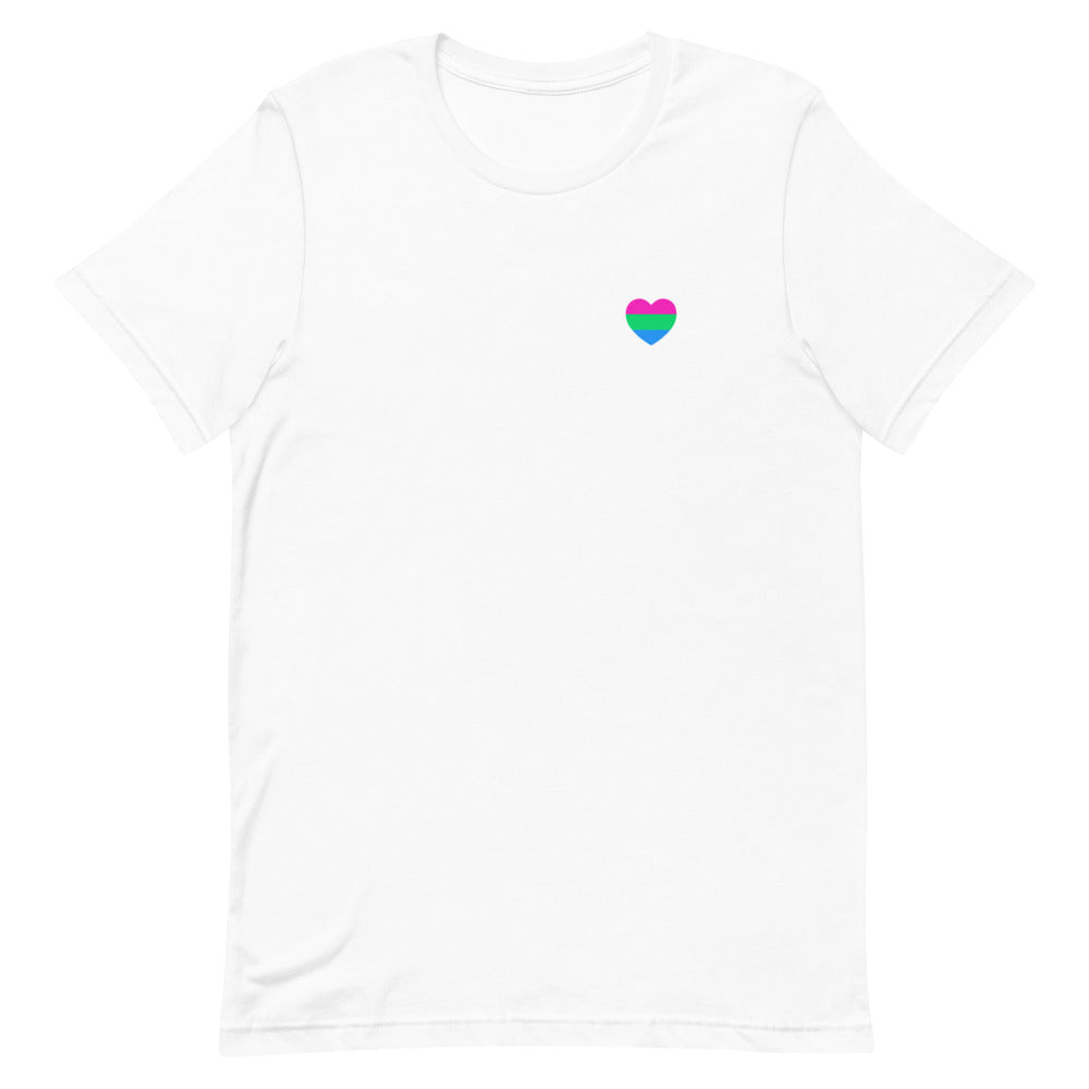 Polysexual Pride Flag Small Heart T-Shirt T-shirts The Rainbow Stores