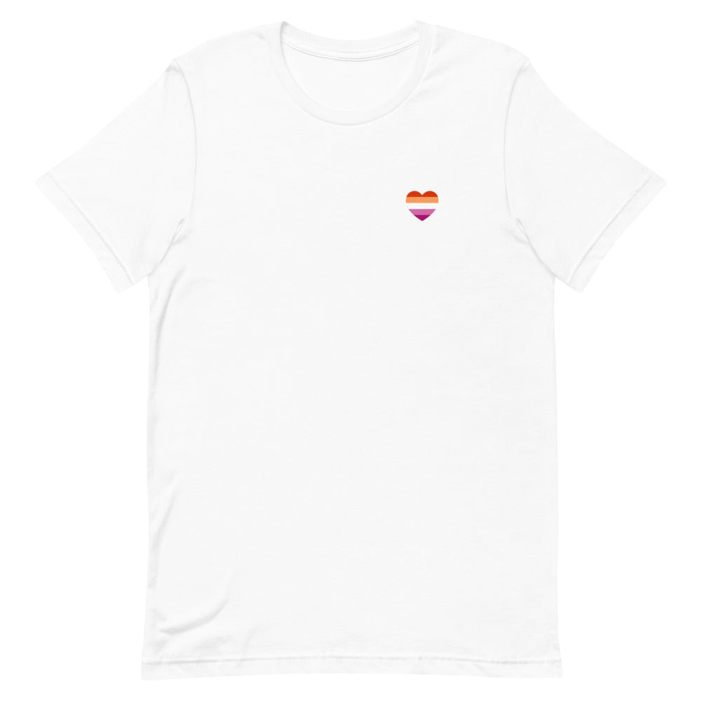 Lesbian 5 Stripe Flag Small Heart T-Shirt T-shirts The Rainbow Stores