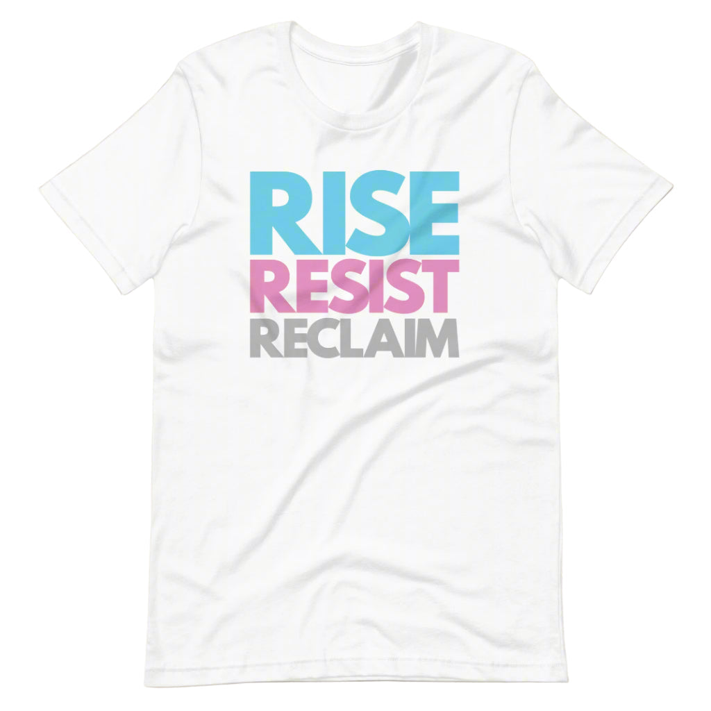 Rise Resist Reclaim Trans Pride T-Shirt T-shirts The Rainbow Stores