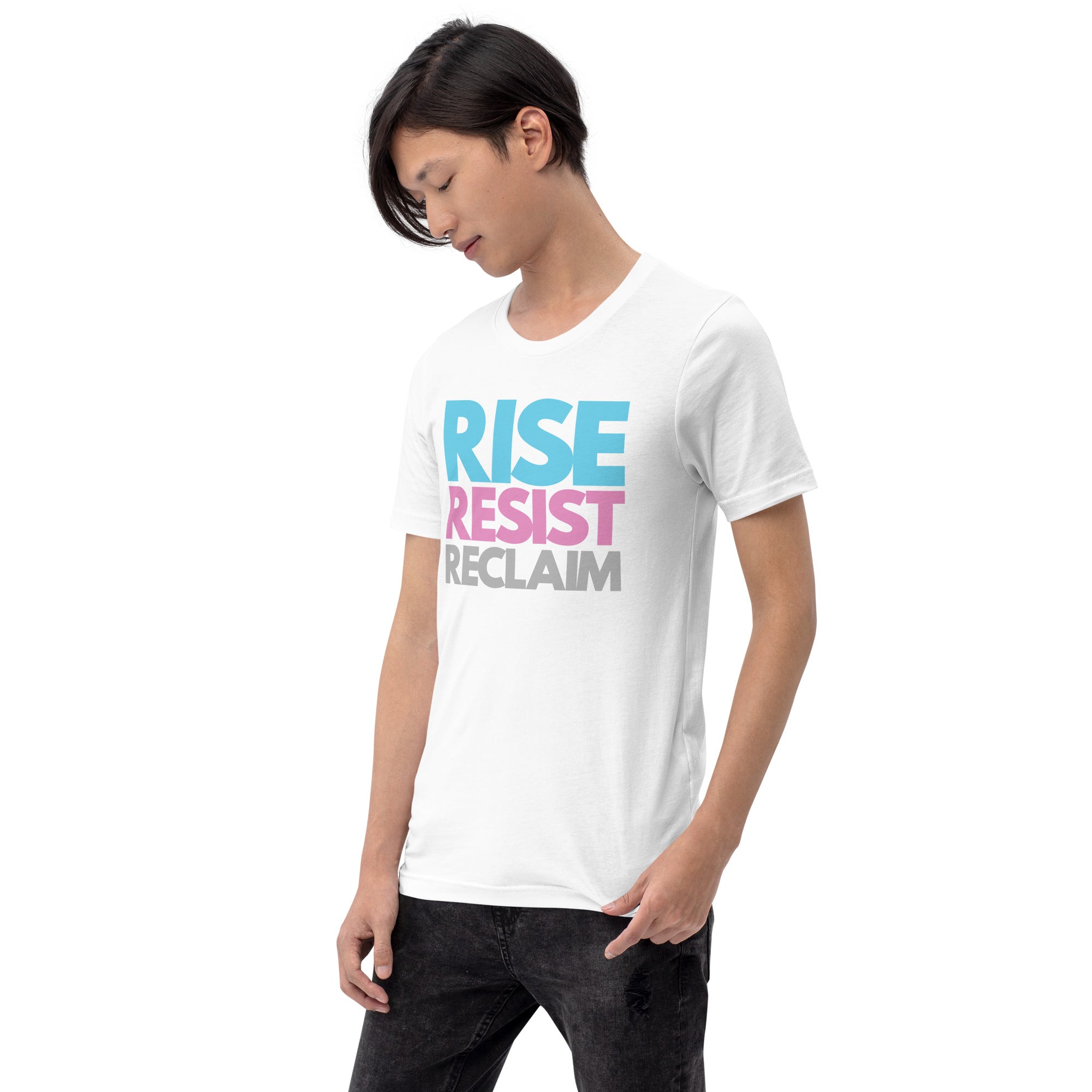 Rise Resist Reclaim Trans Pride T-Shirt T-shirts The Rainbow Stores