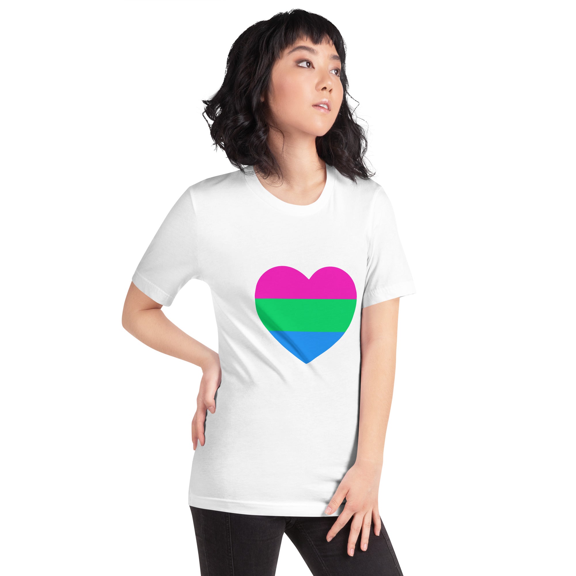 Polysexual Pride Flag Heart T-Shirt T-shirts The Rainbow Stores