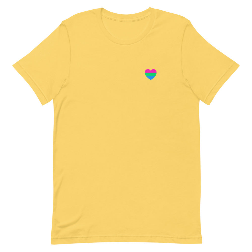 Polysexual Pride Flag Small Heart T-Shirt T-shirts The Rainbow Stores